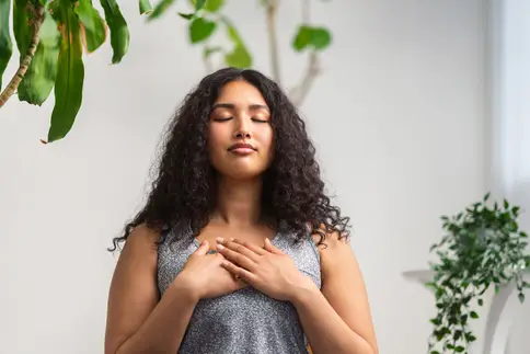 photo of woman breathing