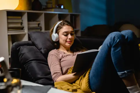 photo of woman relaxing at home