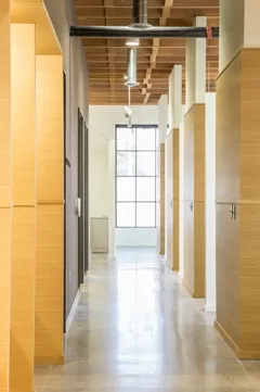 These spaces are focused on large windows for views and natural daylighting.
