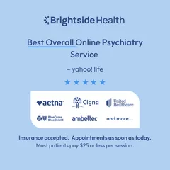 Yahoo! Life called us the best overall online psychaitry service.
