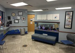 Inside view of the Children's Oasis Pediatrics patient check-in and waiting area