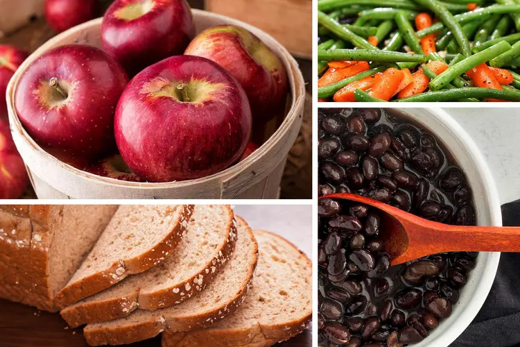 photo composite of diverticulitis foods