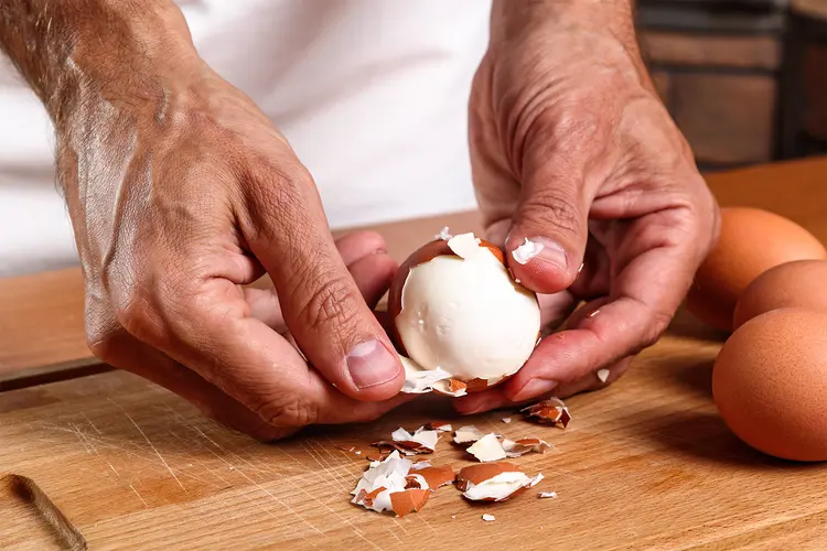 photo of Peeling hard boiled eggs