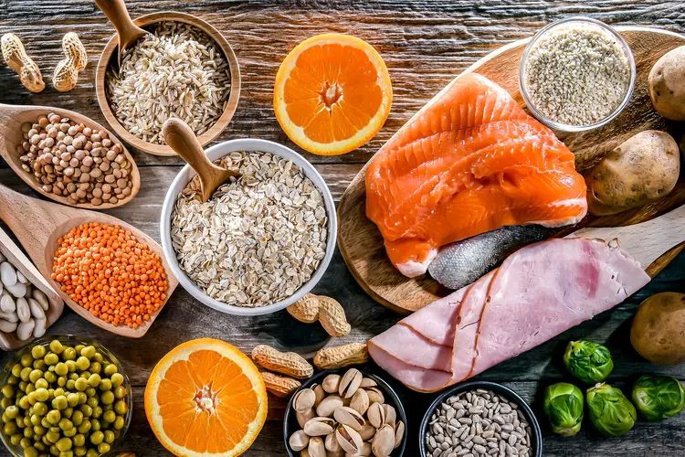 photo of food products rich in thiamine or vitamin B1