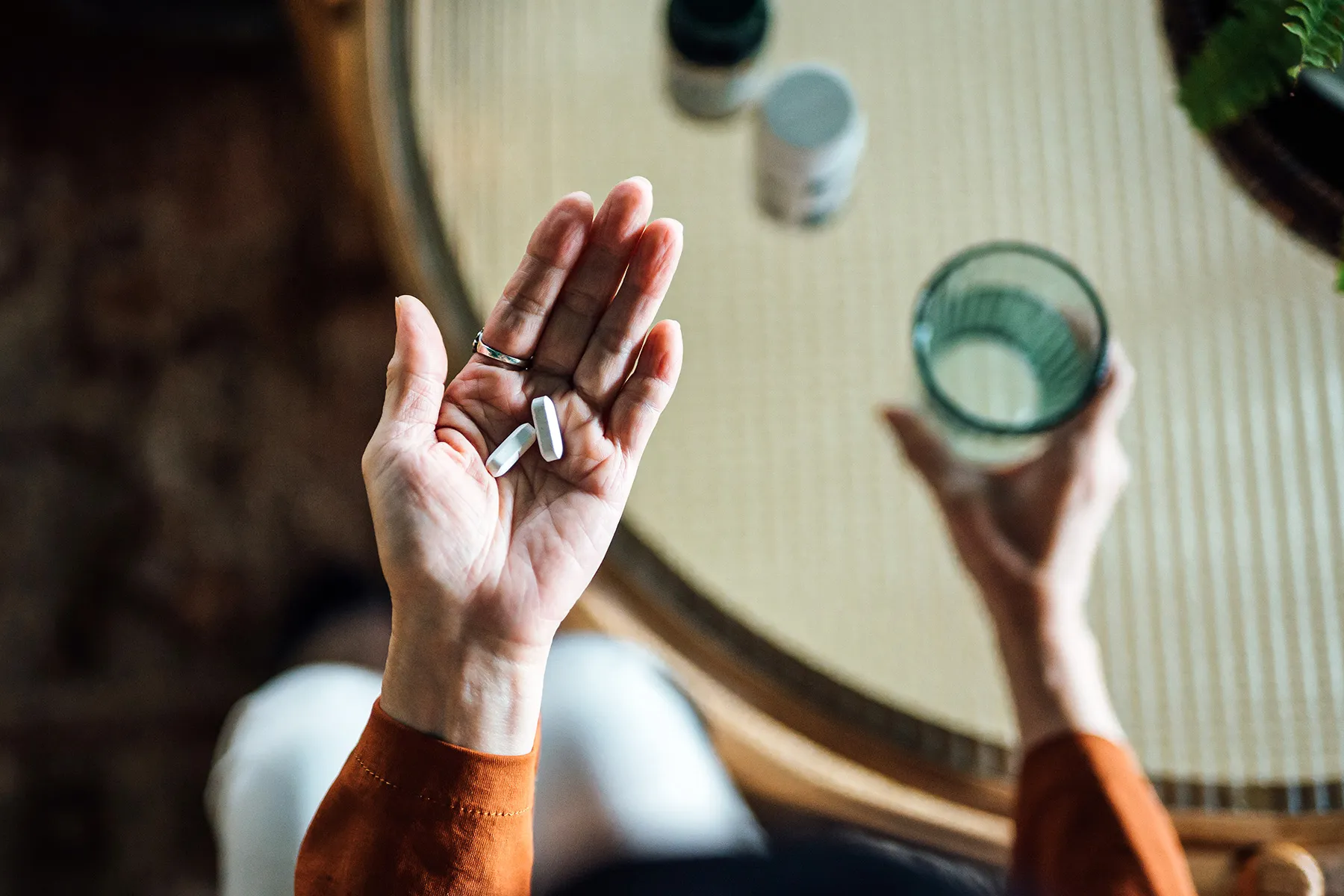 photo of elderly woman taking medicine