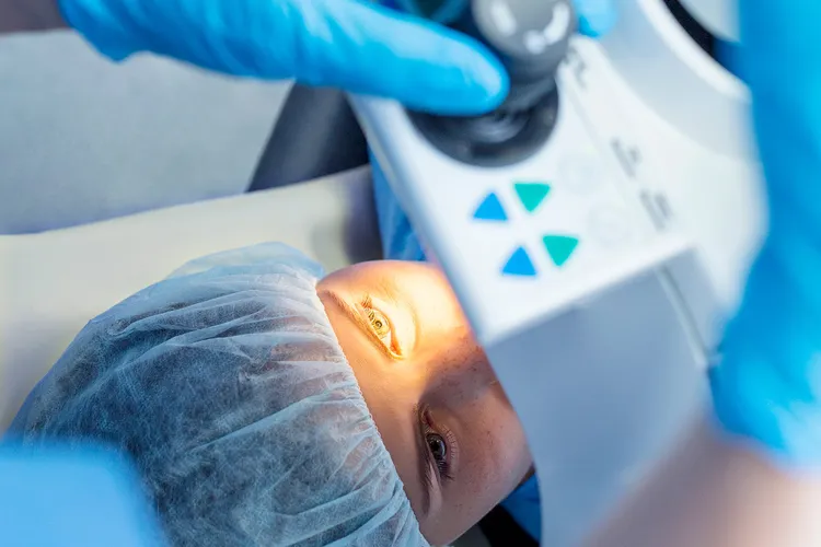 photo of woman undergoing laser eye surgery