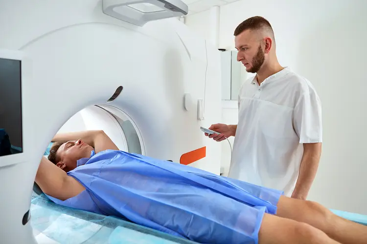 photo of patient undergoing CT scan