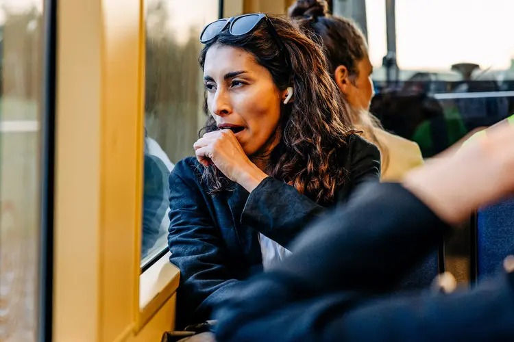 photo of Tired businesswoman yawning 