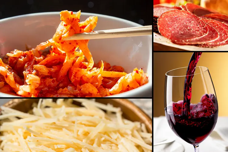 composite photo of foods high in tyramine
