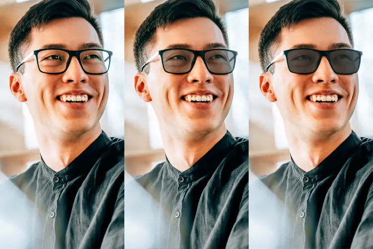 photo of man wearing transition lenses