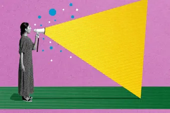 illustration of woman talking through megaphone