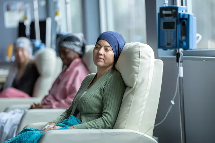 photo of woman resting during chemotherapy