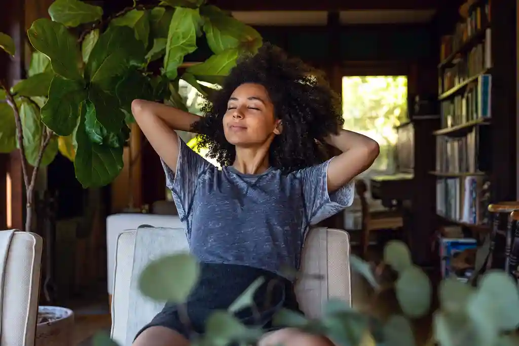 photo of woman relaxing at home