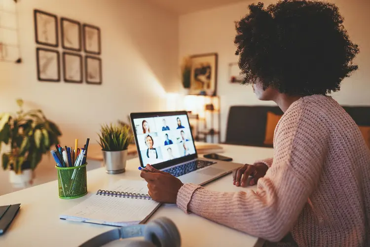 photo of woman working from home