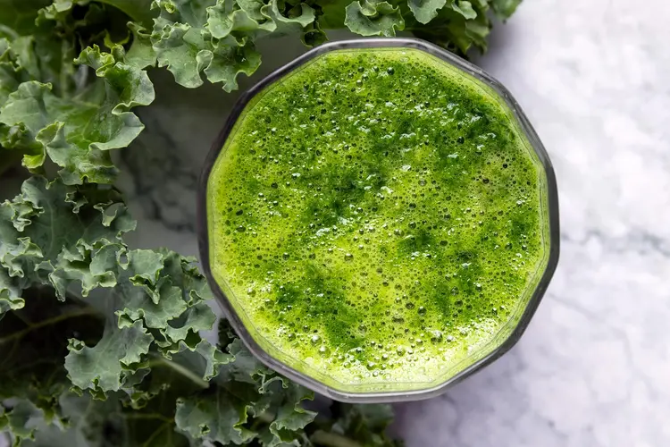 photo of fresh organic kale smoothie