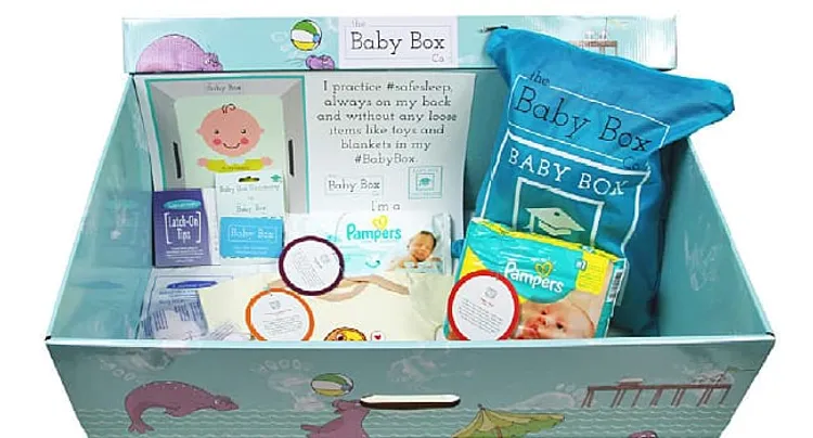 box full of baby goods