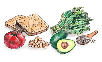 illustration of chickpea / avocado toast