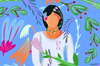 illustration of breast cancer survivor concept