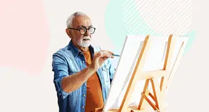 photo of senior man painting