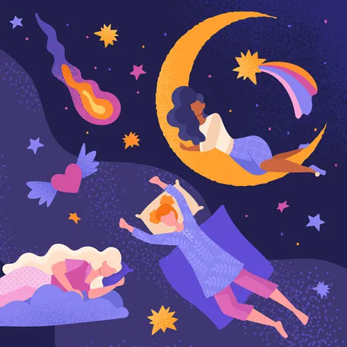 illustration of women dreaming concept