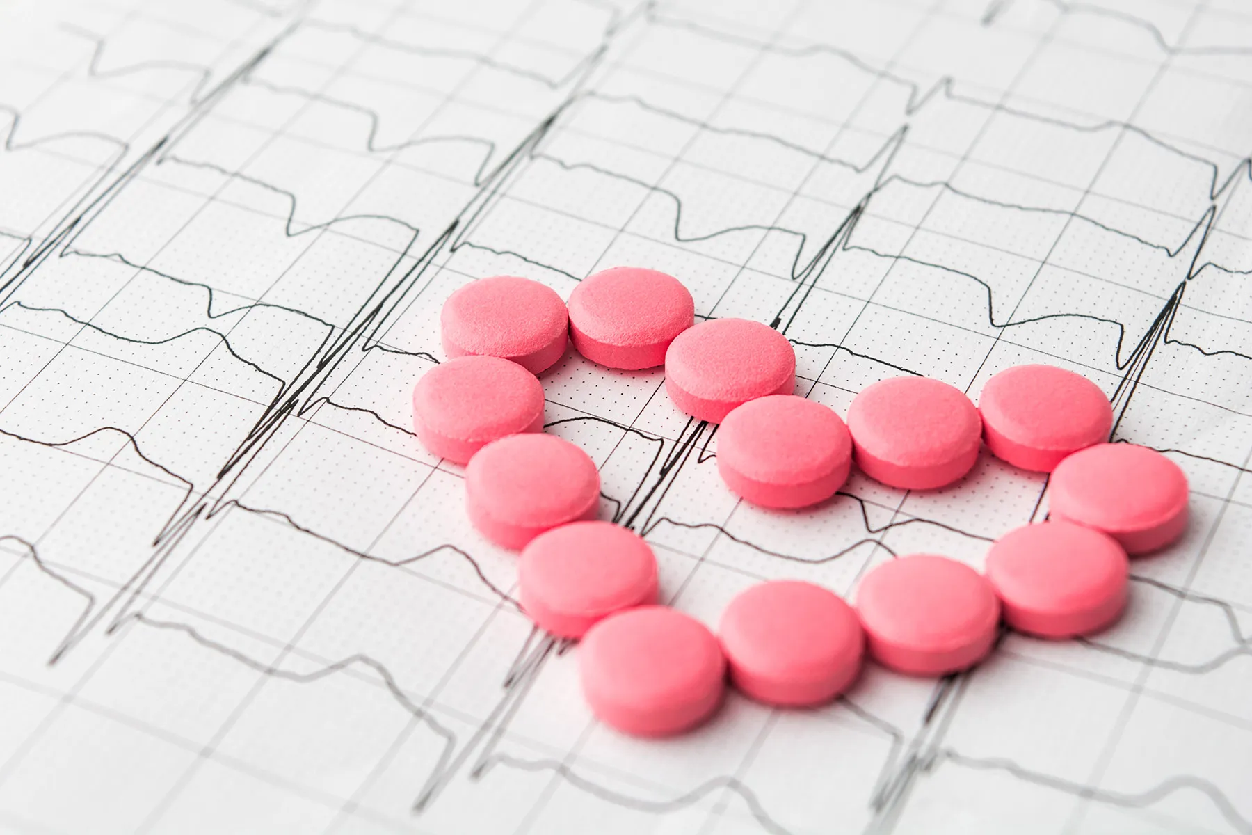 photo of pink pills on ekg