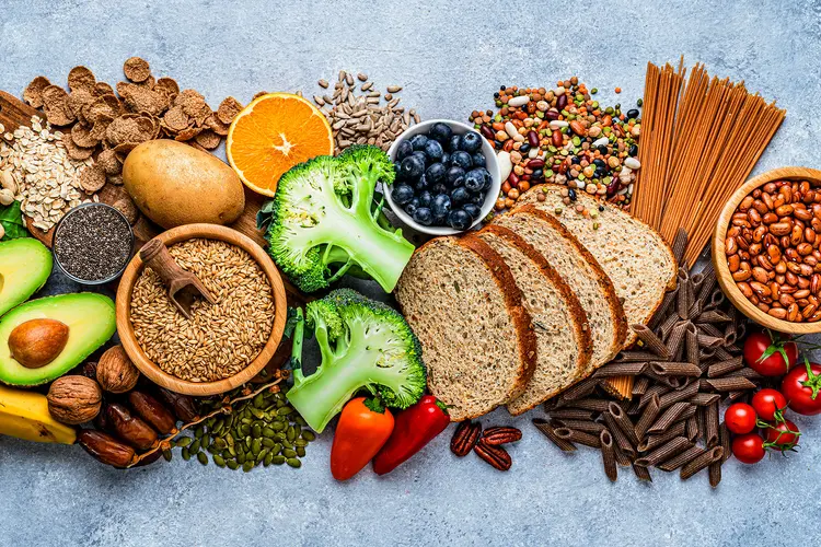 photo of food with high content of dietary fiber.