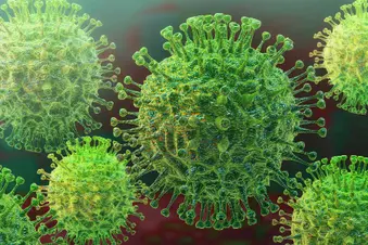photo of virus 3d render green