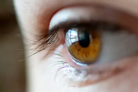 close-up photo of man's eye