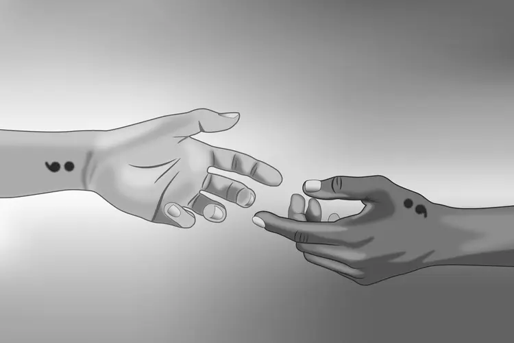 photo of semicolon suicide illustration