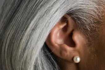 photo of senior womans ear