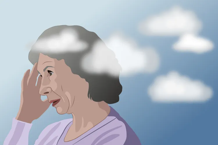 illustration of mature woman experiencing headache