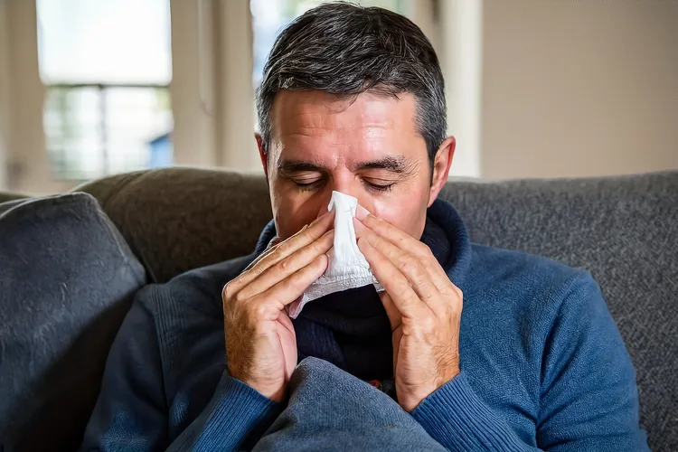 photo of man with a cold