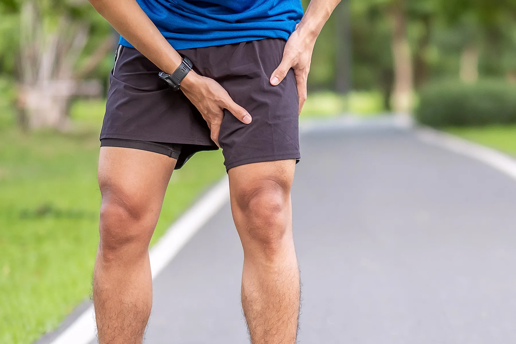 photo of young man with groin pull