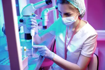 photo of technician in cryolab