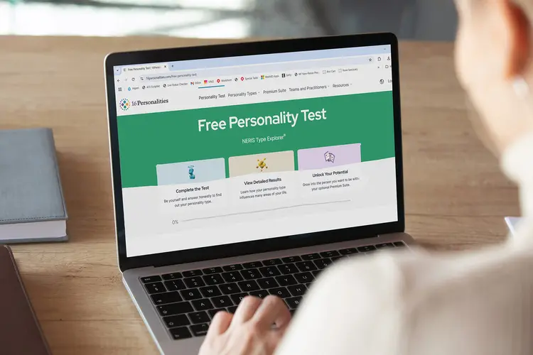 photo of woman taking Myers-Briggs test online
