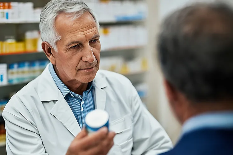 photo of pharmacist assisting customer