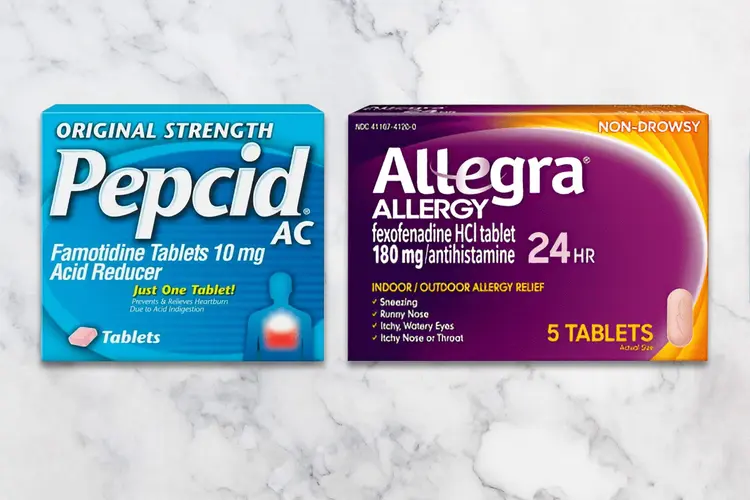 photo of Pepcid and Allegra packages