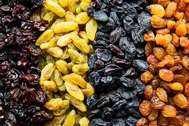 Raisins, sultanas, and currants are made from dried grapes. (Photo credit: Getty Images)