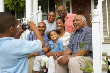 photo of young boy taking family photo