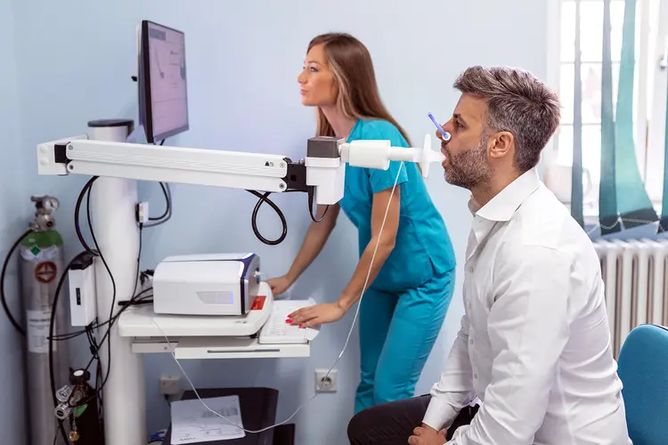 photo of man testing lung function