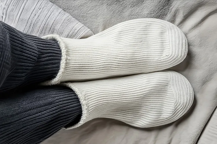 photo of feet with socks on
