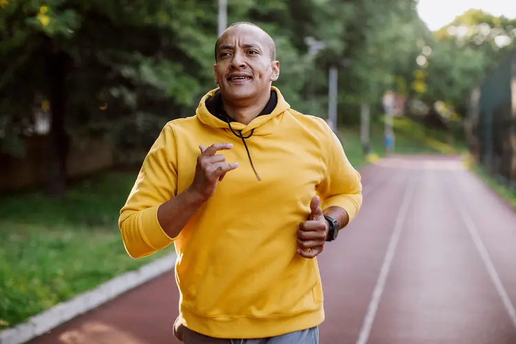 photo of mature man running