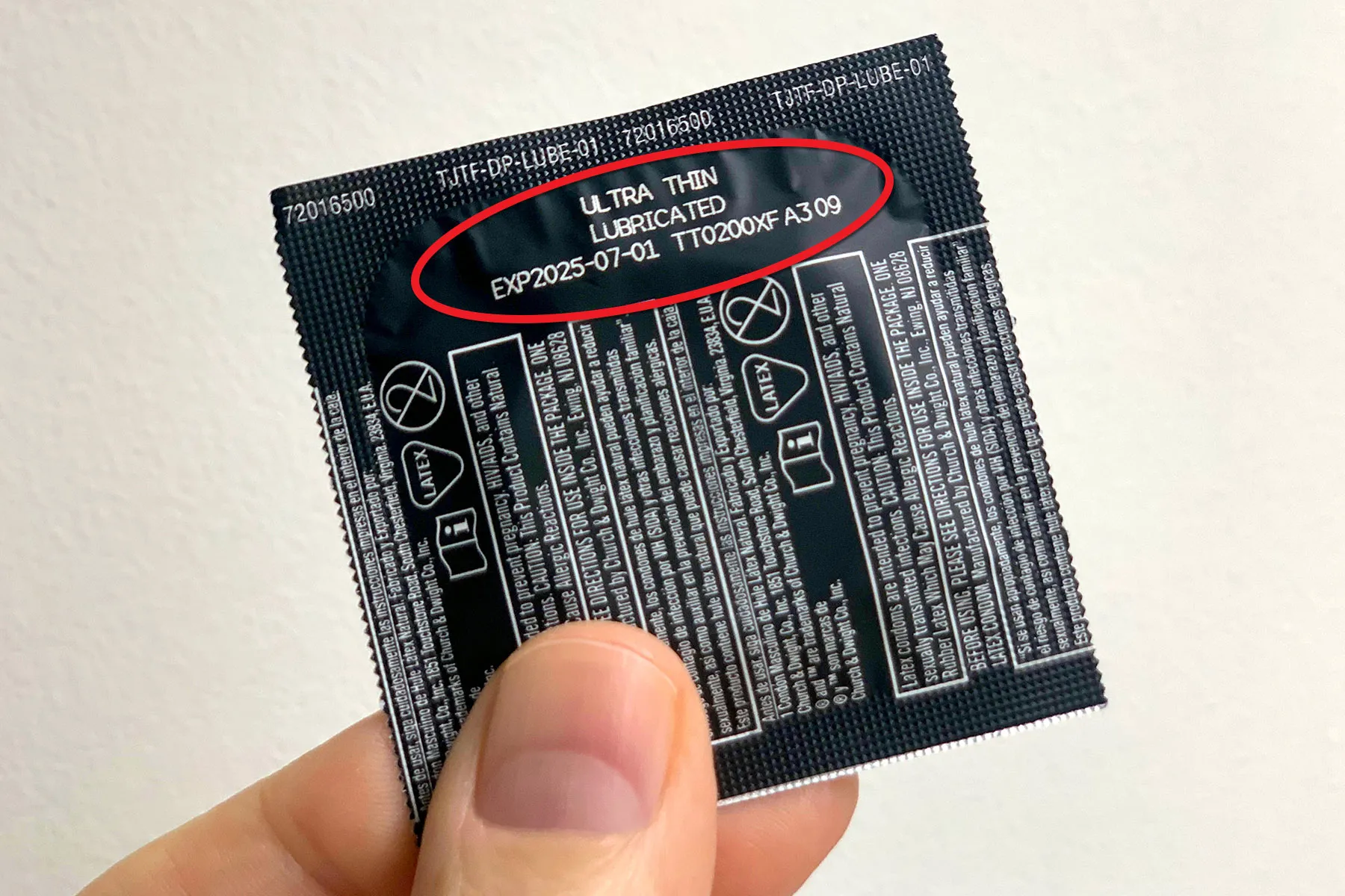 photo of condom package expiration date