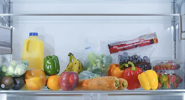 fruits and veggies in fridge