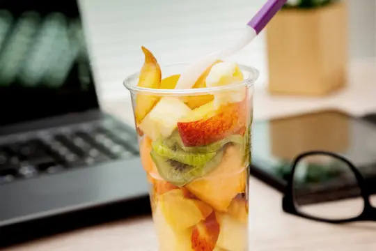 photo of fruit cup on desk