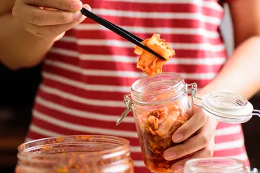 Kimchi is a side dish of salted and fermented vegetables seasoned with garlic, ginger, and a red pepper paste. (Credit: iStock/Getty Images)