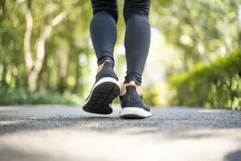 photo of woman walking close up