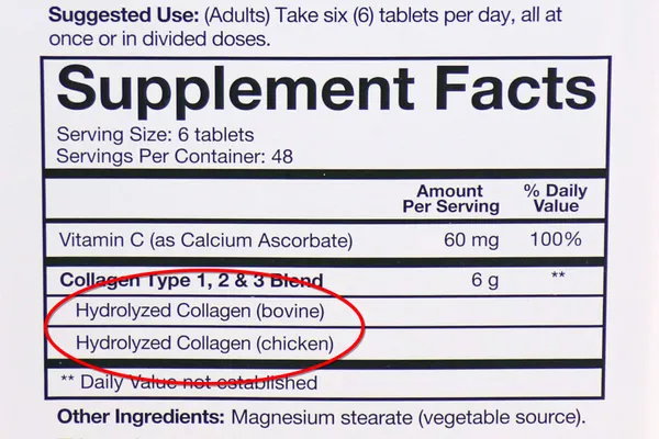 photo of collagen supplement label