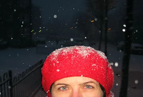 woman out in snowstorm