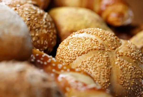 Detail of breads & rolls & croissants